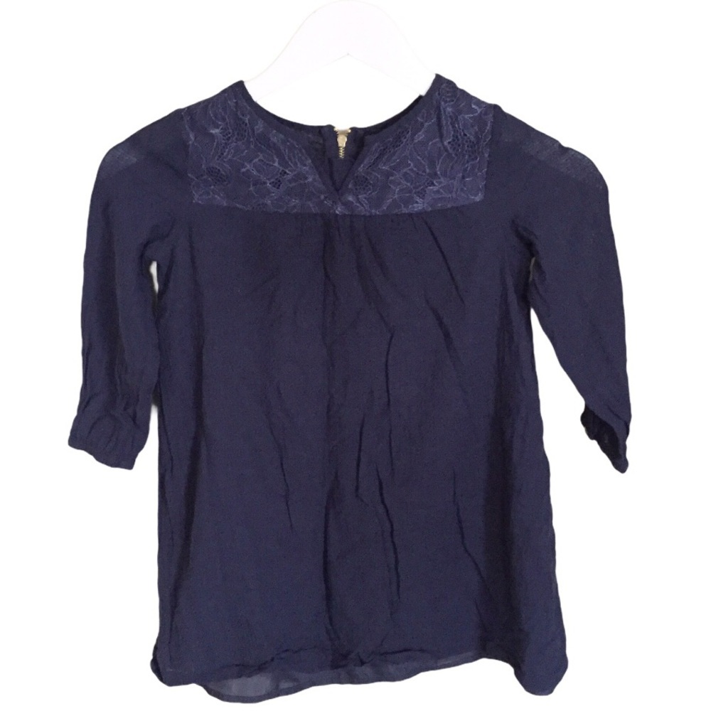FOREVER 21 Boho Lace Tunic Dress With Back Zipper Detail Navy Blue Girl 5-6Y